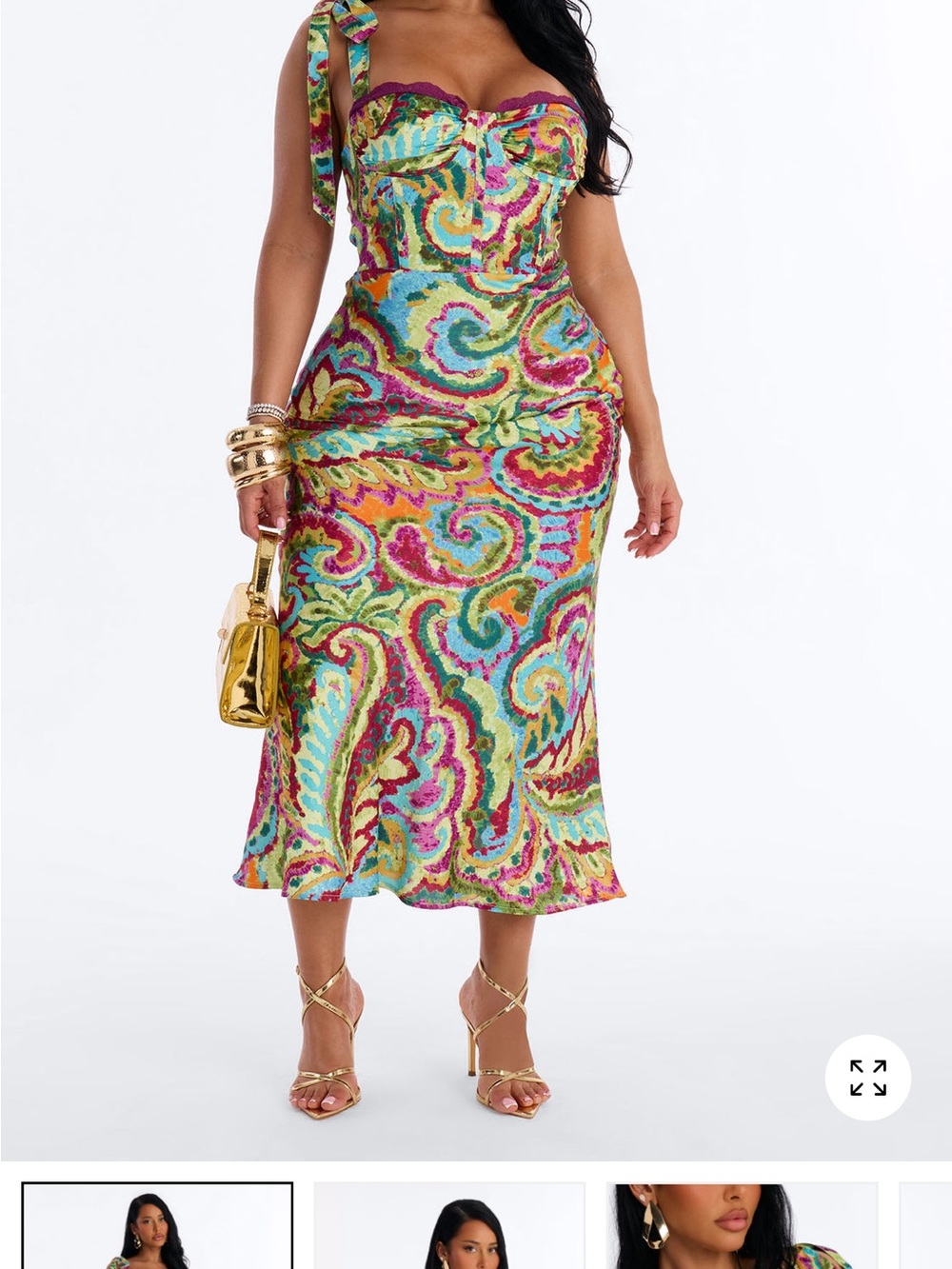 Fashion Nova Multicolor Paisley Midi Skirt - Bright Swirl Print
